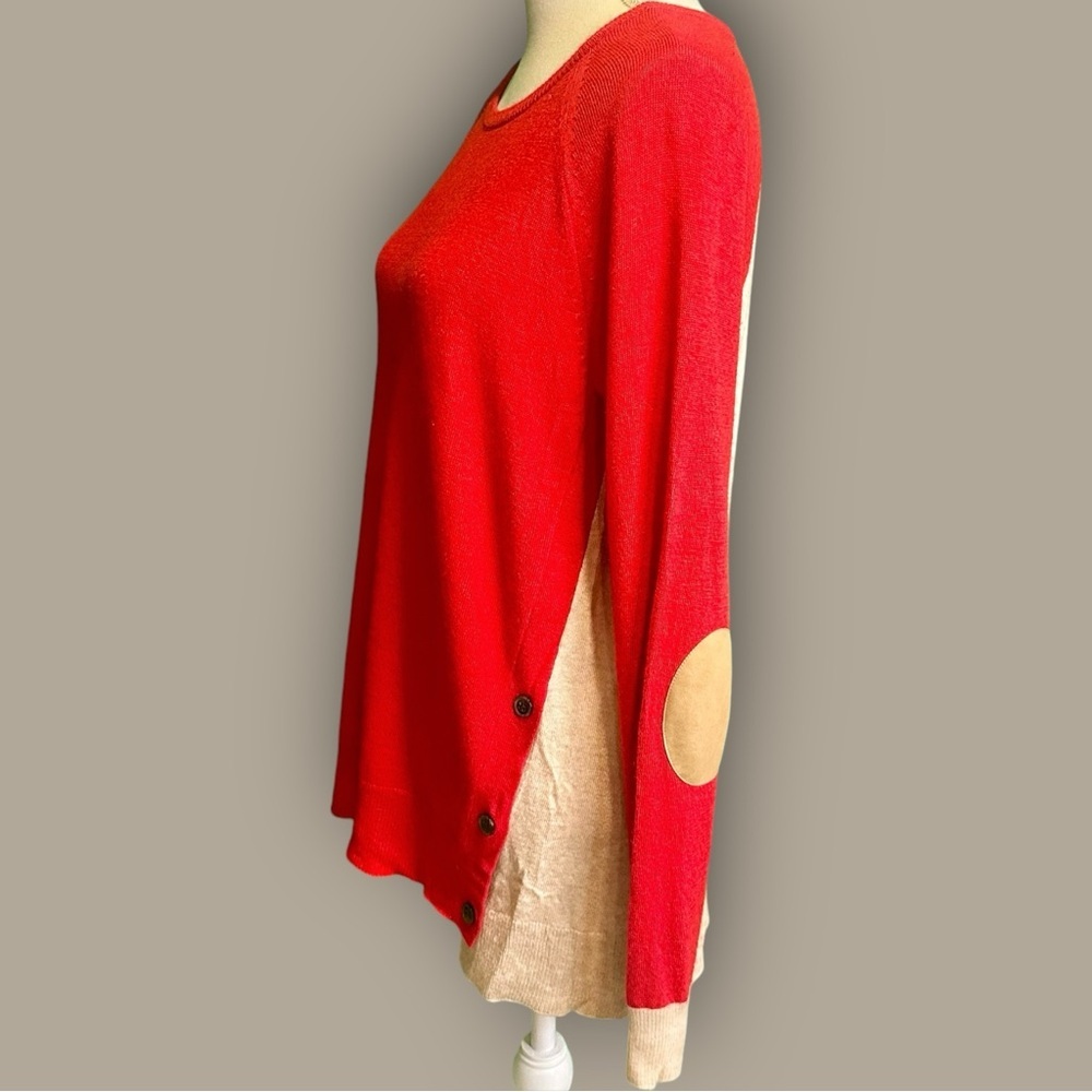 J. Crew Factory Red & Tan Colorblock Side Button … - image 6